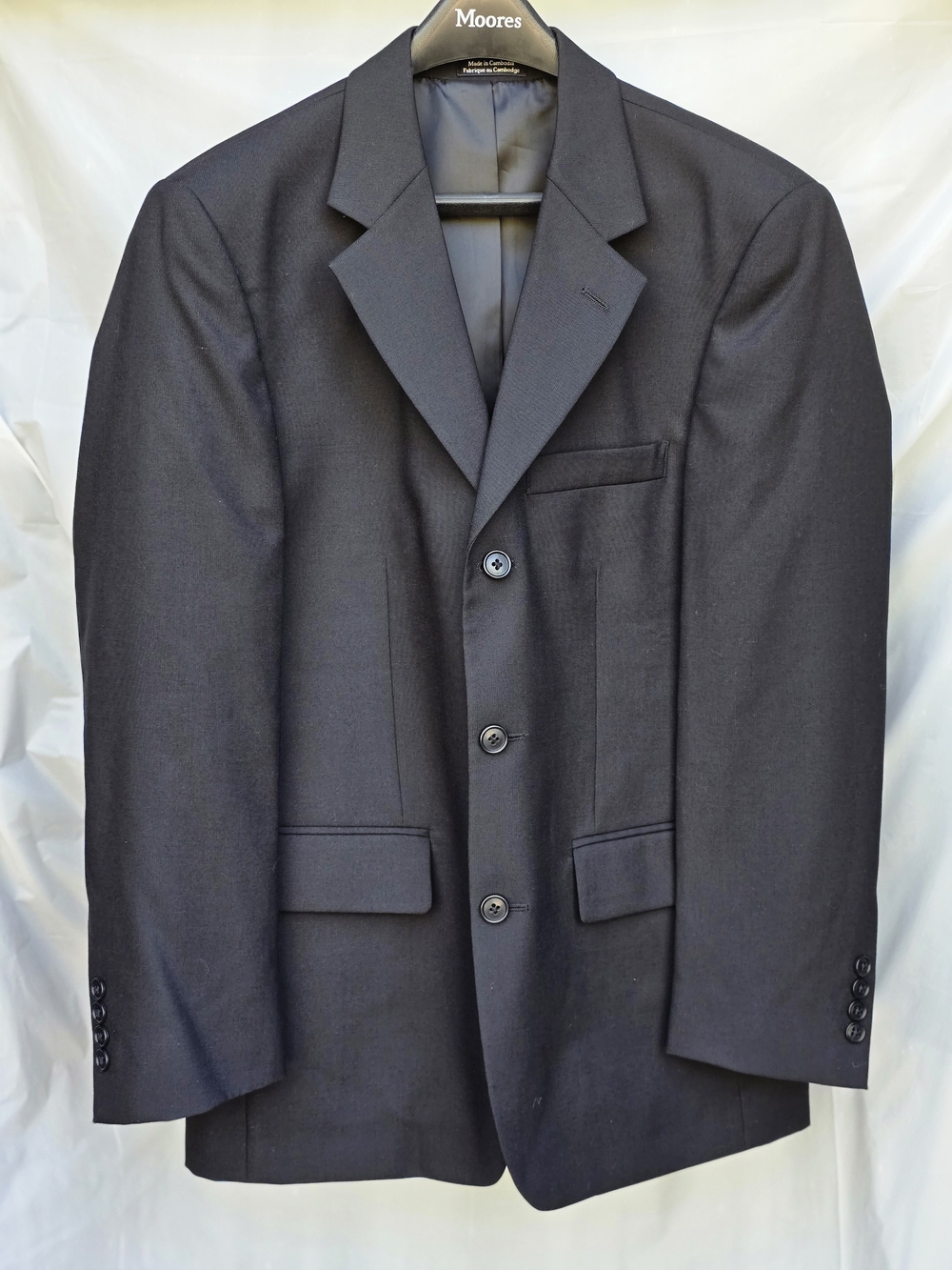 Men's Black Blazer - Classic 3-Button Suit Jacket Only.